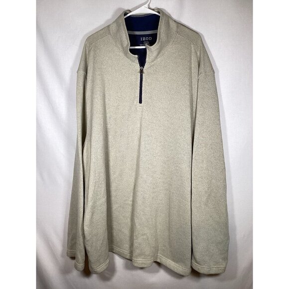 IZOD Cream Collar Pullover with Pockets Classic Preppy Old Money Golf 3XLT - Picture 1 of 5